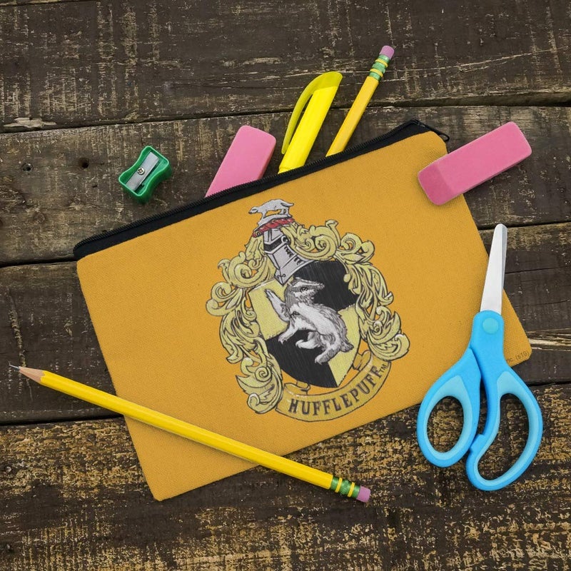 GRAPHICS & MORE Harry Potter Hufflepuff Painted Crest Pencil Pen Organizer Zipper Pouch Case - Image 2
